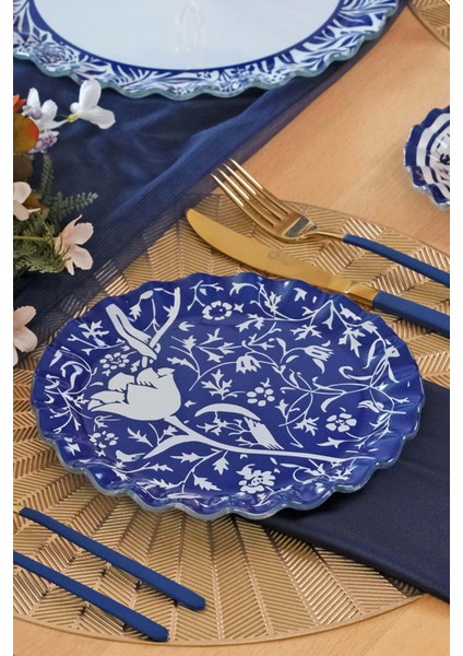 Bluebloom 6 Kişilik Cam Pasta Tabağı Takımı