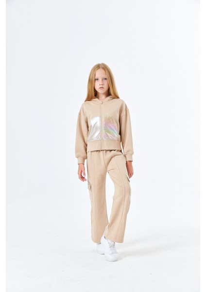 SGK-1356 Serbend Kids Kız Kargo Cep Okul Eşofman Altı