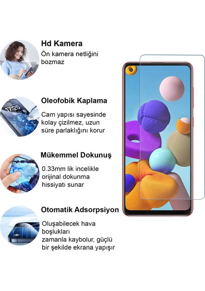 Samsung Galaxy A21S Kırılmaz Cam Şeffaf 0.3mm Kılıf Dostu Temperli Ekran Koruyucu fiyatları