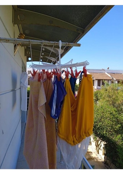 Çoklu Şall Eşarp Çamaşır Askısı Kahverengi, 10 Adet Asma Kolu 20 Adet Mandallı