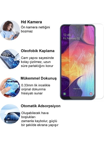 Samsung Galaxy A50 Kırılmaz Cam Şeffaf 0.3mm Kılıf Dostu Temperli Ekran Koruyucu fiyatları
