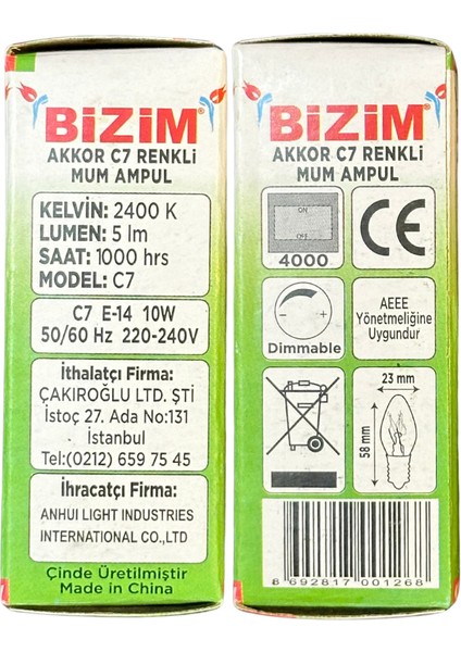 10W Açık Sarı Işık E14 Duylu Dim Edilebilir Mum Ampul (5 Adet)