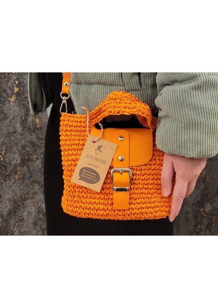 Seliness Kağıt Ip Kapaklı Turuncu Çanta