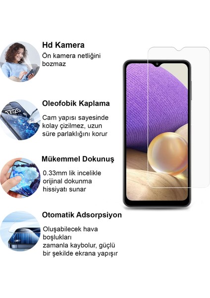 Samsung Galaxy A32 Kırılmaz Cam Şeffaf 0.3mm Kılıf Dostu Temperli Ekran Koruyucu fiyatları