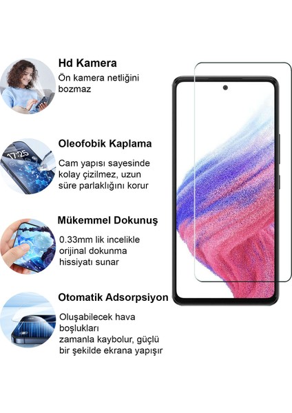 Samsung Galaxy A53 Kırılmaz Cam Şeffaf 0.3mm Kılıf Dostu Temperli Ekran Koruyucu