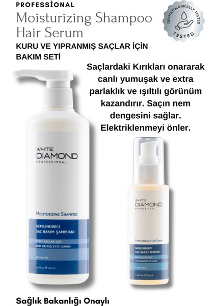 Kuru Yıpranmış Saçlar Için Şampuan 500 ml Nem Terapi Saç Bakım Serumu 100 ml Saç Bakım Seti