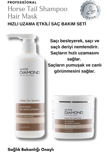 Hızlı Saç Uzama Etkili At Kuyruğu Şampuan 500 ml ve Saç Maskesi 500 ml Saç Bakım Seti