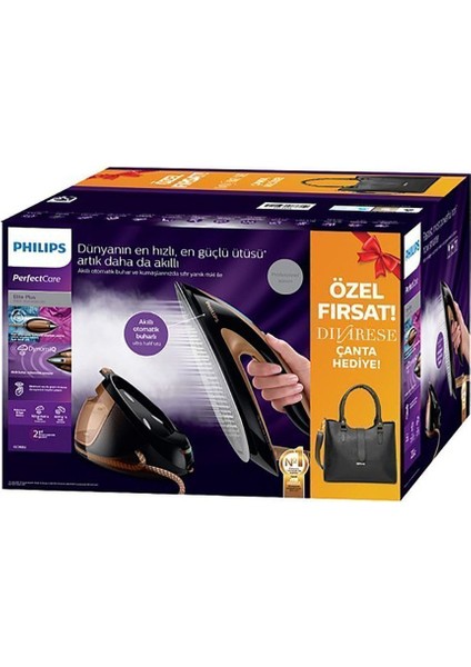 220 - 240 V Perfectcare Elite Plus GC9682/80 Buhar Kazanlı Ütü-Divarese Çanta Hediye 1501 - 2200 Wa