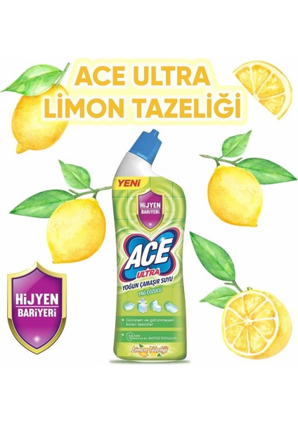 Ultra Yoğun Kıvamlı Çamaşır Suyu Limon Tazeliği 750 ml x 2 Adet