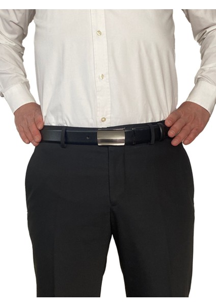 Deri Kapaklı Tokalı Siyah Klasik Kumaş Pantolon Kemeri 3.5 Cm_alt_ciz_siyah_düz modelleri
