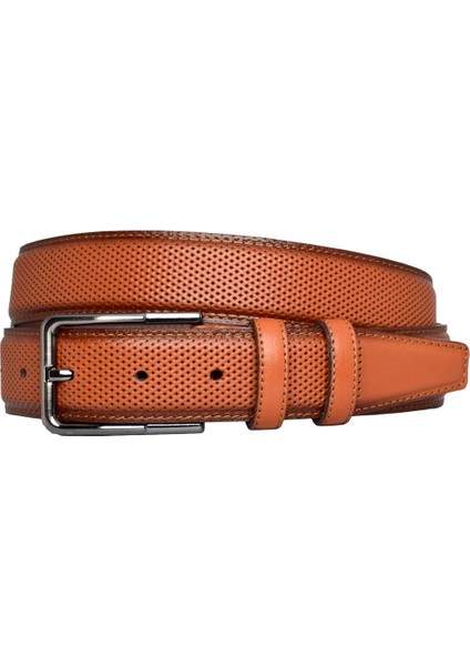 Deri Açık Taba Dikişli Klasik Kumaş Pantolon Kemeri 3.5 Cm_dikisli.noktalı fırsatları