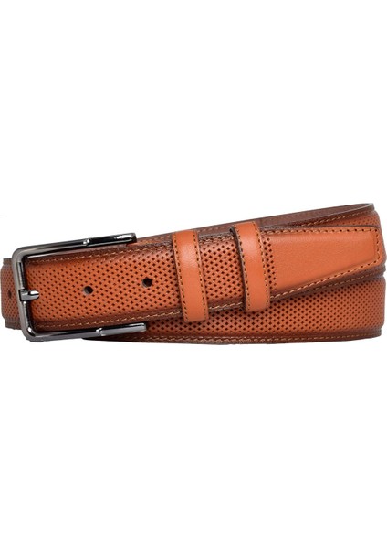 Deri Açık Taba Dikişli Klasik Kumaş Pantolon Kemeri 3.5 Cm_dikisli.noktalı indirimleri