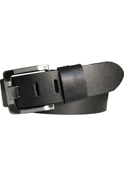 Kaliteli Deri 4.5 cm Geniş Dilli Siyah Kot Spor Kemer=dk-Genis