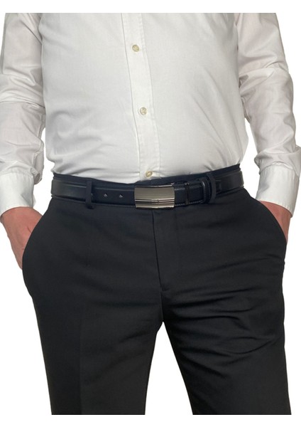 Deri Kapaklı Tokalı Siyah Klasik Kumaş Pantolon Kemeri 3.5 Cm_alt_ciz_siyah_dikişli modelleri