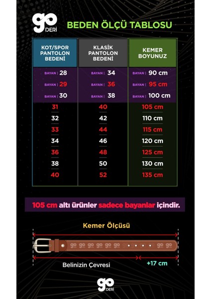 Tek Parça Deri Kemer 4 Cm Bütün Pantolonlarla UYUMLU=DK-0085