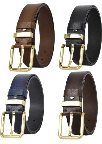 Deri Gold Tokalı Metal Köprülü 4'lü Set Kadın Kot Kemeri 4 CM=3LÜ-MET.KÖPRÜ.-76-090