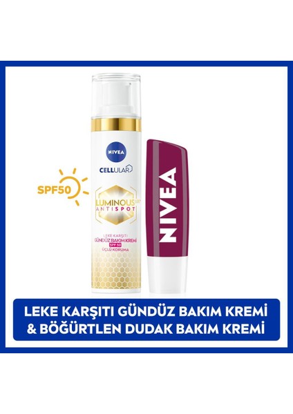 LUMINOUS630 Güneş Korumalı Leke Karşıtı Gündüz Yüz Kremi 40ML, Böğürtlen Işıltılı Dudak Bakım Kremi