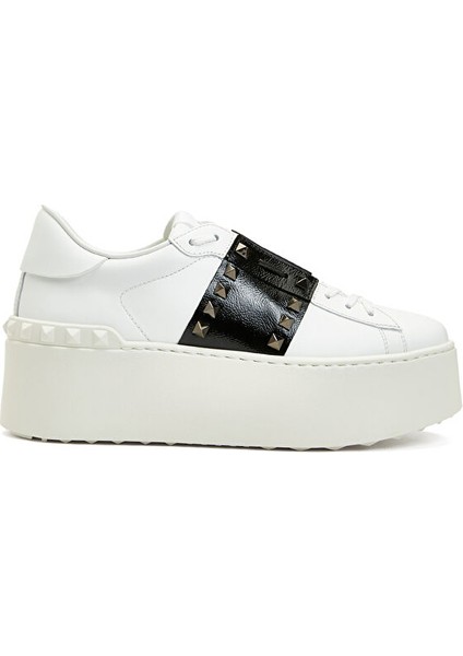 Rockstud Beyaz Kadın Deri Sneaker Beden :38