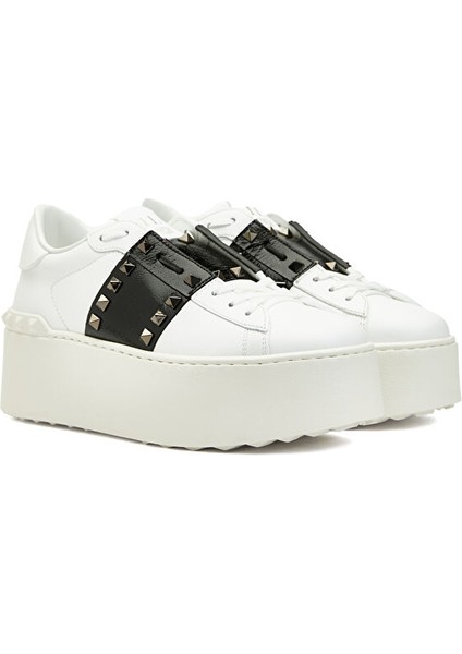 Rockstud Beyaz Kadın Deri Sneaker Beden :38