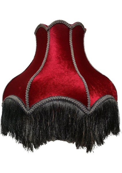 Bordo ve Siyah Saçaklı Vintage Lambader, Metal Ayaklı, Şık Tasarım fiyatları