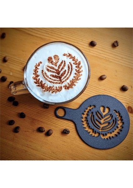 Pixel Store Elite Coffee Stencil & Barista Şablonu - 5'li Elite Paket Kahve Süsleme Şablonu