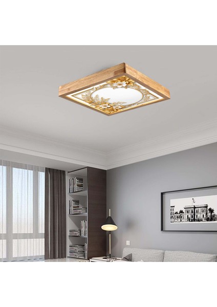 60X60 cm Ahşap Çerçeve Avize LED Aydınlatma