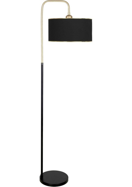 Siyah Metal Lambader, Eskitme Detaylı, Yerden Yüksekliği 151-200 cm, Tek Ayaklı