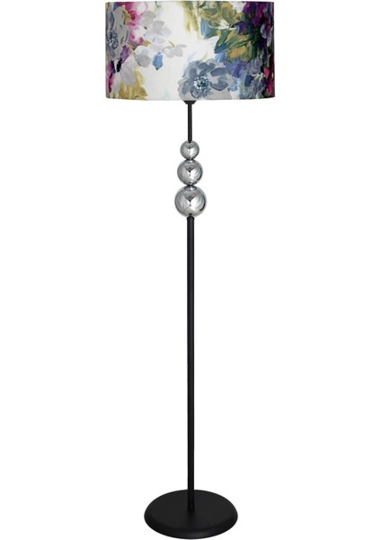 Şık metal lambader, gül desenli, yüksekliği 151-200 cm, tek ayaklı, modern tasarım