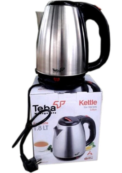 Paslanmaz Çelik TH-118CKN 118 Elektrikli Çelik Su Isıtıcı Kettle 1,8 Lt Lidya 2000 W ve Altı Siyah