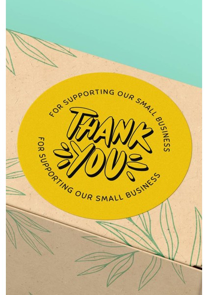 Sarı Thank You Yazılı Kargo Ambalaj Paketleme Etiketi Kuşe - 90 Adet - ST2223