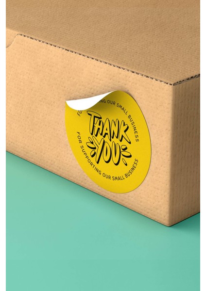 Sarı Thank You Yazılı Kargo Ambalaj Paketleme Etiketi Kuşe - 90 Adet - ST2223