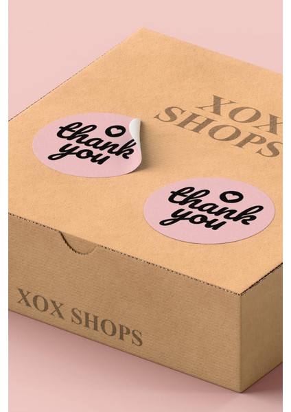 Xox Shops Thank You Sticker Teşekkürler Etiketi Pembe Kargo Ambalaj Paketleme Etiketi - 90 Adet - ST2177