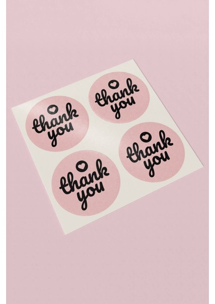 Xox Shops Thank You Sticker Teşekkürler Etiketi Pembe Kargo Ambalaj Paketleme Etiketi - 90 Adet - ST2177