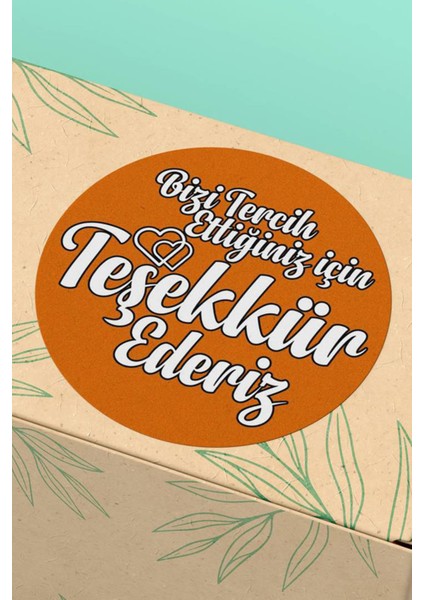 Turuncu Renkli Teşekkür Ederiz Yazılı Kargo Paketleme Ürün Etiketi - Kuşe 90 Adet - ST2155