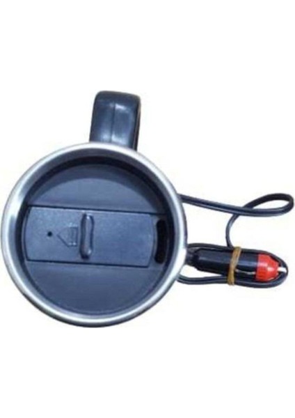 Gümüş 12 Volt Araç Termosu Ketil Su Isıtıcı Termos 500 ml Krom