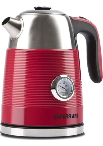 Genel Markalar 1 - 2 L G10149 Duca Kırmızı 1.7l Retro Vintage Sıcaklık Göstergeli Çelik Su Isıtıcısı Kettle Kırmız