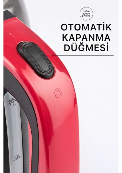 Genel Markalar 1 - 2 L G10149 Duca Kırmızı 1.7l Retro Vintage Sıcaklık Göstergeli Çelik Su Isıtıcısı Kettle Kırmız fırsatları