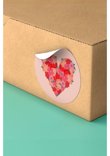 Kuşe Thank You Sticker Teşekkürler Etiketi Çiçek Kalp Ambalaj Paket Etiketi - 90 Adet - ST2093