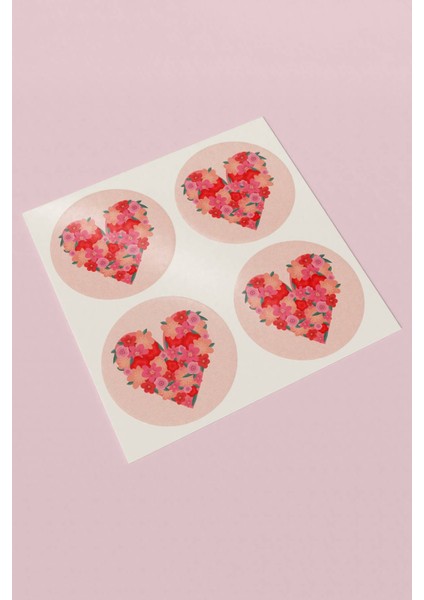 Kuşe Thank You Sticker Teşekkürler Etiketi Çiçek Kalp Ambalaj Paket Etiketi - 90 Adet - ST2093