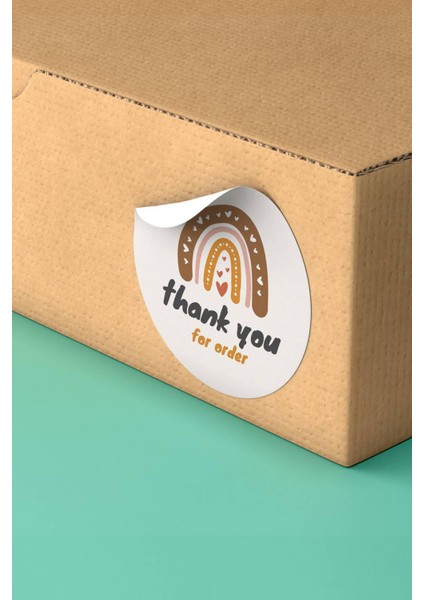 Thank You Sticker Teşekkürler Etiketi Gökkuşağı Paketleme Kargo Etiketi - 90 Adet - ST2243