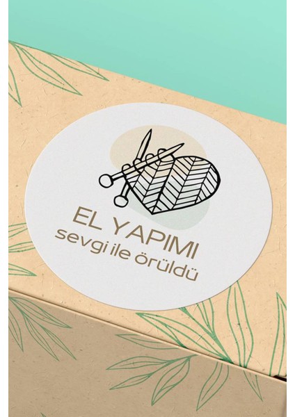 Sticker El Yapımı Sevgi ile Örüldü Yazılı Paketleme Kargo Etiketi - 90 Adet - ST2299