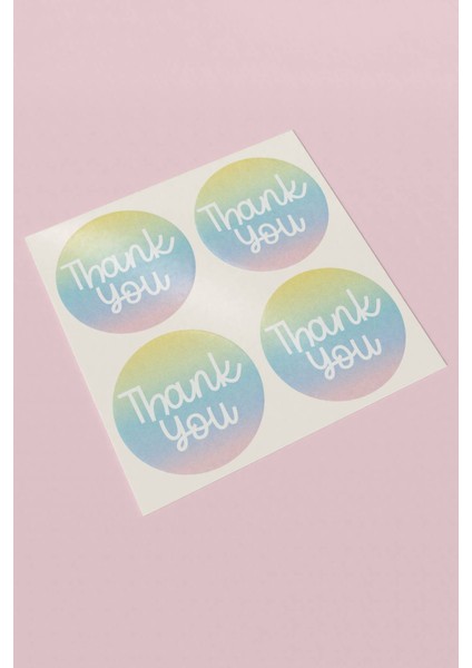 Kuşe Sticker Paketleme Kargo Teşekkürler Ambalaj Etiketi Renkli Mavi Pembe - 90 Adet - ST2033