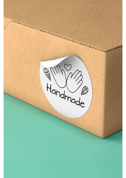 Sticker Teşekkürler Etiketi Handmade Paketleme Kargo Ambalaj Etiketi - 90 Adet - ST2375