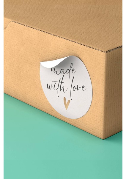 Teşekkürler Etiketi Made With Love Kargo Paketleme Ürün Etiketi - 90 Adet - ST2249