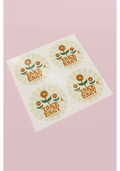 Xox Shops Take It Easy Papatyalı Paketleme Kargo Ambalaj Hediye Etiket Sticker - 90 Adet - ST2402