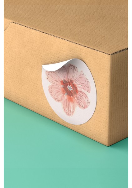 Çiçekli Dekoratif Kargo Süsleme Etiketi Paketleme Sticker Etiket Yapışkanlı - 90 Adet - ST2423