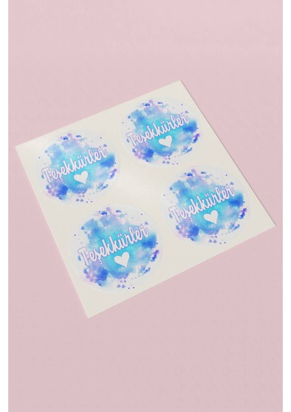 Thank You Sticker Teşekkürler Etiketi Lila Mavi Mor Kargo Ambalaj Etiketi - 90 Adet - ST2374
