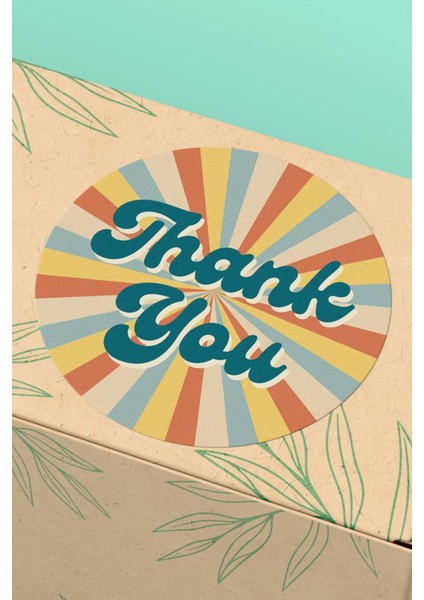 Kuşe Thank You Sticker Teşekkürler Ambalaj Paketleme Etiketi Turuncu Sarı - 90 Adet - ST2067