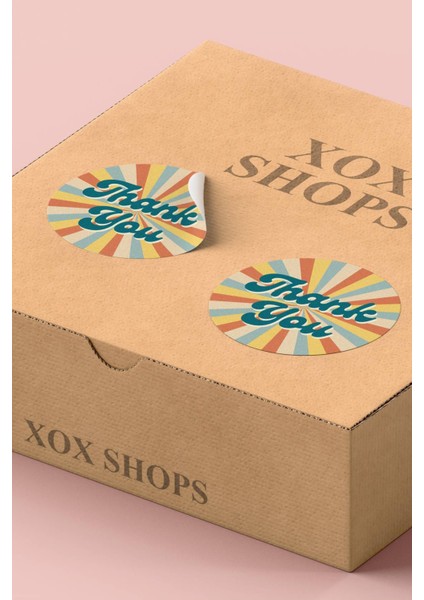 Kuşe Thank You Sticker Teşekkürler Ambalaj Paketleme Etiketi Turuncu Sarı - 90 Adet - ST2067