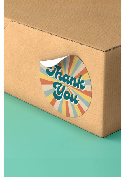 Kuşe Thank You Sticker Teşekkürler Ambalaj Paketleme Etiketi Turuncu Sarı - 90 Adet - ST2067